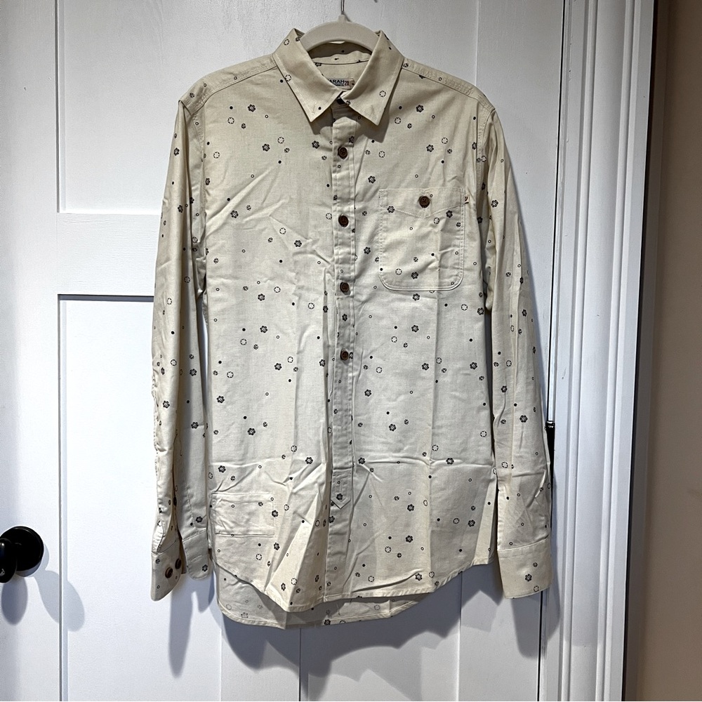 Farah Manufacturing Co Cream Oxford Overshirt Small